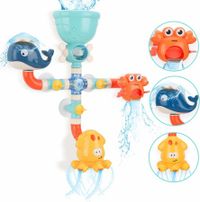 Baby Bath Toys, DIY Pipes Cute Animal Water Spray Baby Bath Toys, Bathtub Toys for Toddlers Kids Girls Boys