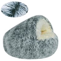 Cat Bed Winter Warm Shell Semi Enclosed Cat Litter Pet Cat Bed Puppy Cat Soft Self-Warming Plush Bed for Pets (60cm, Light Grey)