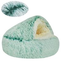 Cat Bed Winter Warm Shell Semi Enclosed Cat Litter Pet Cat Bed Puppy Cat Soft Self-Warming Plush Bed for Pets (70cm, Green)