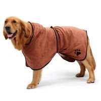 Dog Bathrobe Towel Microfiber Pet Drying Moisture Absorbing Towels Coat for Dog and Cat (L, Brown)