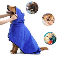 Dog Bathrobe Towel Microfiber Pet Drying Moisture Absorbing Towels Coat for Dog and Cat (S, Blue)