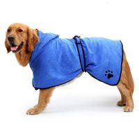 Dog Bathrobe Towel Microfiber Pet Drying Moisture Absorbing Towels Coat for Dog and Cat (M, Blue)