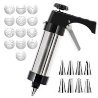 Cookie Press Gun Kit, Biscuit Maker Set with 7 Decorating Tips and 12 Cookie Press Discs