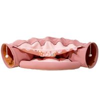 Cat Tunnel for Indoor Cats Tube with Collapsible Washable Cat Bed,Premium Cat Toy for Small Medium Large Cat-Pink