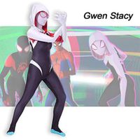 Gwen Stacy Cosplay Jumpsuit Halloween Christmas Fancy Dress Costume Kids Masquerade Tights Carnival Role Play Zentai Suit Size 180cm