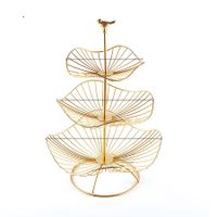 Metal 3-Tier Fruit Basket Holder Decorative Fruit Bowl Stand (Gold)