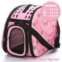 Foldable Pet Dog Carrier Cage Collapsible Travel Kennel Outdoor Shoulder Bag for Puppy Dog Cat (M,Pink)