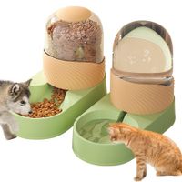 Automatic Dog Cat Feeder Water Dispenser Set with Pet Food Bowl Cat Food Water Dispenser(2L-Green)