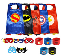 Superhero Capes Set and Wristbands Kids Costumes Halloween Christmas Cosplay Dress Up Gift for Boys Girls(5PCS)