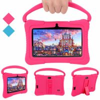 Veidoo Kids Tablet, 7 inch Android Tablet PC, 1GB RAM 16GB ROM, Safety Eye Protection Screen, Parental Control APP, Tablet with Silicone Case(Pink)