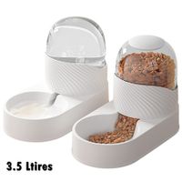 Automatic Dog Cat Feeder Water Dispenser Set with Pet Food Bowl Cat Food Water Dispenser-(3.5L-White)