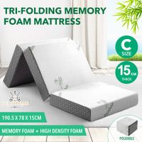 Foldable Foam Mattress Cot Trifold Sofa Bed Extra Thick Sleeping Floor Mat Portable Camping Travel Cushion Bamboo Cover