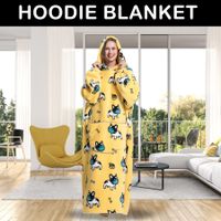 Wearable Blanket Hoodie,Oversized flannel Blanket Sweatshirt with Hood Pocket and Sleeves,Cozy Soft Warm Plush Hooded Blanket Dog Adult Long Size