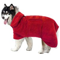 Dog Drying Coat -Dry Fast Dog Bag - Dog Bathrobe Towel - Microfibre Fast Drying Super Absorbent Pet Dog Cat Bath Robe Towel,Luxuriously Soft-Red-L