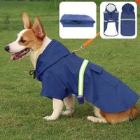 Waterproof Pet Dog Coat Jacket Vest Raincoat Clothes Dog Rain Coat Reflective Color Blue Size S