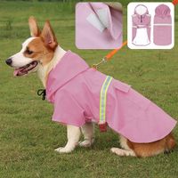 Waterproof Pet Dog Coat Jacket Vest Raincoat Clothes Dog Rain Coat Reflective Color Pink Size L