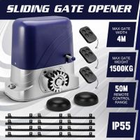 Automatic Gate Opener Electric Sliding Door Motor Remote Control Auto Smart Home Security Driveway Heavy Duty Operator 1500kg 4m Gear Track