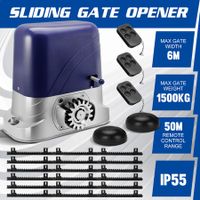 Sliding Gate Opener Automatic Electric 1500kg Remote Control Motor Auto Smart Door Driveway Heavy Duty Operator 6m Gear Track Home Security