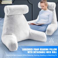 Sit Up Bed Pillow Set Reading Backrest Lounge Neck Support Husband Cushion Armrest Shredded Memory Foam Plush Fabric