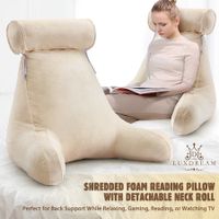 Backrest Lounge Pillow Bed Reading Sit Up Neck Support Husband Cushion Armrest Memory Foam Velvet Fabric