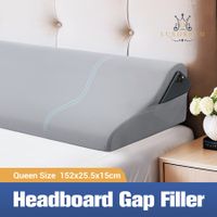 Wedge Pillow Bed Gap Filler Queen Size Foam Headboard Cushion Comfortable Bedrest with Side Pockets Grey