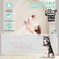 Retractable Baby Gate Safety Pet Dog Fence Enclosure Safe Guard Barrier Stair Security Mesh Puppy Cat Fencing 254cm White