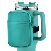 Water Bottle Pouch For Stanley Quencher Adventure 40oz & Stanley IceFlow 20oz 30oz,tumbler pouch with Pocket,for Cards,Keys,Wallet,Earphone,Compact,Versatile (Green)