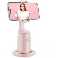 Auto Face Tracking Tripod 360° Rotation Face Body Gesture Control Smart Shooting Holder for Vlog Streaming Video Tiktok-Pink