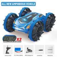 Two-in-one amphibious 7.4V 4WD RC Car for Kids,for 8-12 Years Old Boys Christmas Birthday Gifts All Terrain Water Beach Pool Toy Blue