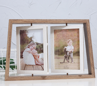 Trapezoidal Picture Frame Rustic Rotating Floating Photo Frames Double-Sided Display Rustic Picture Frame For Desktop or Desktop Display