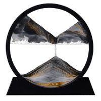 Moving Sand Art, 3D Dynamic Sand Art Liquid Motion, Round Glass 3D Deep Sea Sandscape Relaxing Home and Office Decorations (Black,18cm)