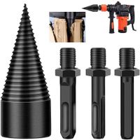 Firewood Log Splitter,3pcs Drill Bit Removable Cones Kindling Wood Splitting logs bits Heavy Duty Electric Drills Screw Cone Driver Hex + Square + Round 32mm/1.26inch