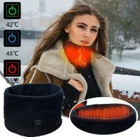 Heated Scarf, USB Heating Scarf Electric Heating Heating Neck Cover Fleece Scarf (Black, One Size)