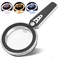 Magnifying Glass with Light LED Handheld Illuminated Lighted , 3 Cool and Warm Light Modes & Adjustable Brightness, Seniors Reading,Powered by USB