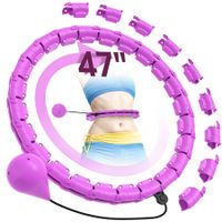 Weighted Hula Circle Hoops for Adults Weight Loss,Infinity Hoop Fit Plus Size 47 Inch,24 Detachable Links,Exercise Hoola Hoop Suitable for Women and Beginners (Purple)