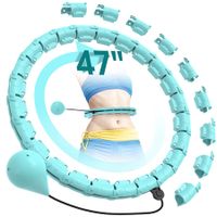 Weighted Hula Circle Hoops for Adults Weight Loss,Infinity Hoop Fit Plus Size 47 Inch,24 Detachable Links,Exercise Hoola Hoop Suitable for Women and Beginners (Cyan)