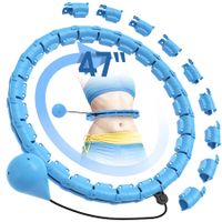 Weighted Hula Circle Hoops for Adults Weight Loss,Infinity Hoop Fit Plus Size 47 Inch,24 Detachable Links,Exercise Hoola Hoop Suitable for Women and Beginners (Blue)