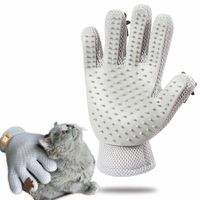 Pet Grooming Glove Cat Dog Gentle Deshedding Brush Pet Hair Remover Massage Mitt Perfect for Long Short Fur(Right Hand-Grey)