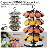K cup Coffee Capsule Holder, K Cup Holders, K cup Carousel Holds 36 K cups. Coffee Pods Holder Storage Organizer Stand