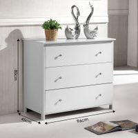 Tallboy Chest of 3 Drawers Storage Table Cabinet Bedroom Organizer White

