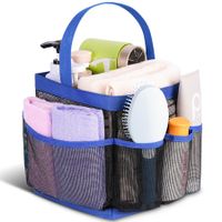 Mesh Shower Caddy Portable for College Dorm Room Essentials,Portable Shower Caddy Dorm with 8-Pocket Large Capacity,Shower Bag for Beach,Swimming,Gym (Blue)