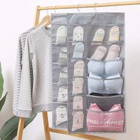 Double Sides Underwear Storage Hanging Bag Dormitory Home Wardrobe Hanging Wall Foldable Bag Underpants Socks Organizer