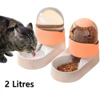 Automatic Dog Cat Feeder Food and Water Dispenser Set with Pet Food Bowl Self Feeding Station for Dogs Cats(2L-Orange)