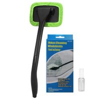 Car Cleaning Window Tool,Microfiber Window Cleaning Tool with 4 Washable and Reusable Cloth Pad Head,Extendable Handle and Spray Bottle for Auto Glass Wiper Car