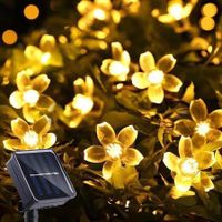Outdoor Solar Flower String Lights Waterproof 50 LED Fairy Light Decorations for Christmas Tree Garden Patio Fence Yard Spring (Warm White)