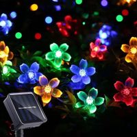 Outdoor Solar Flower String Lights Waterproof 50 LED Fairy Light Decorations for Christmas Tree Garden Patio Fence Yard Spring (Multi-Color)