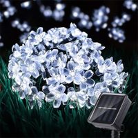 Outdoor Solar Flower String Lights Waterproof 50 LED Fairy Light Decorations for Christmas Tree Garden Patio Fence Yard Spring (Cool White)