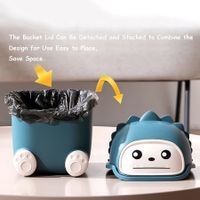 Cute Desktop Flip Trash Can Cute Animal Shape Trash for Bathrooms,Kitchens,Offices,Waste Basket for(Dark Blue)