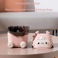 Cute Desktop Flip Trash Can Cute Animal Shape Trash for Bathrooms,Kitchens,Offices,Waste Basket for(Pink)