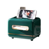 Multifunctional Tissue Storage Box Vanity Countertop Small Size Organizer for Paper Remotes Phone Glasses Etc-Dark Green